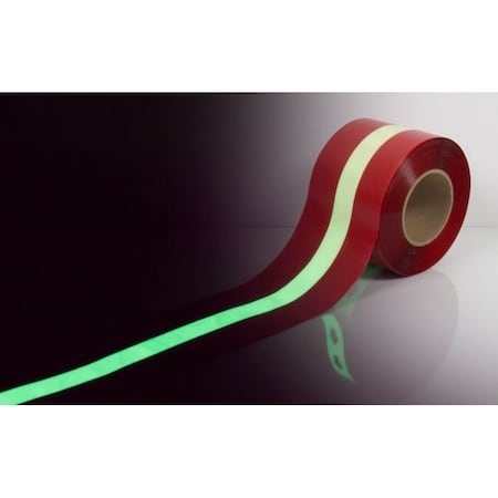 Ergomat Durastripe In-Line 4in x 50ft Glow Red with Glow Stripe DSIL450R-G1